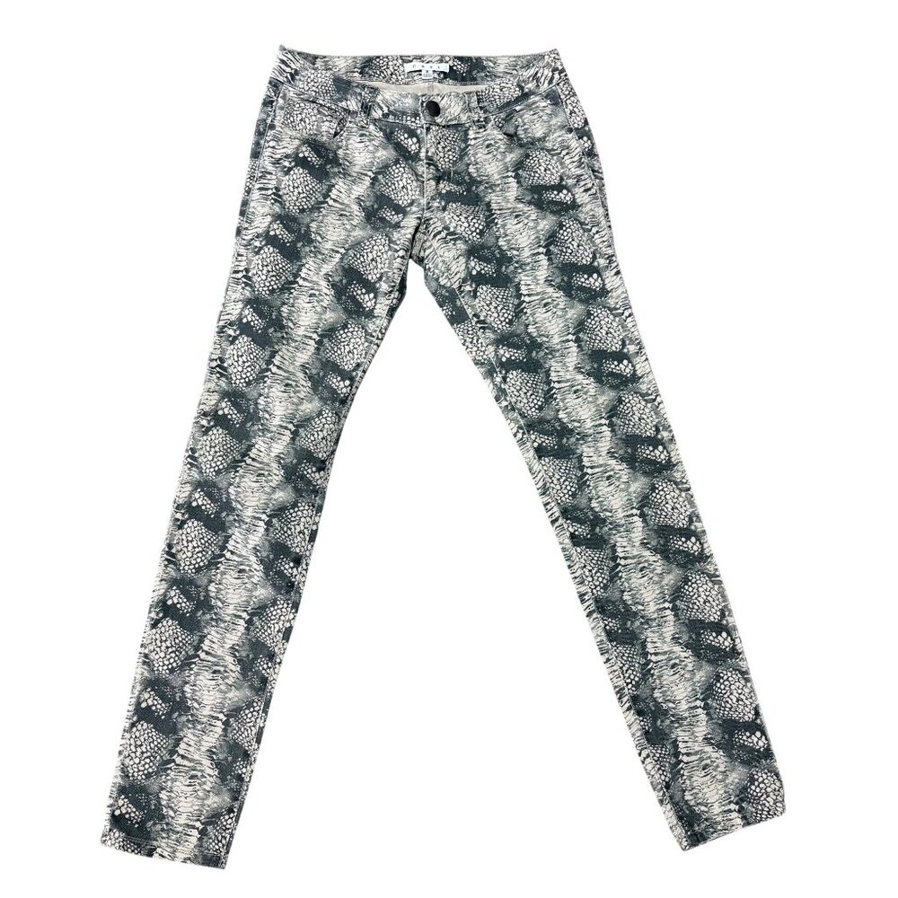 CABI Women's SZ 2 Snake Print Skinny Fit Pants Gray & Beige Stretch Denim Stylis